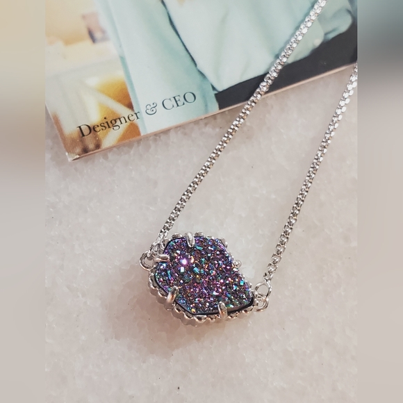 Kendra Scott Multi Iridescent Drusy Theo Silver Bracelet NWT - Picture 2 of 6